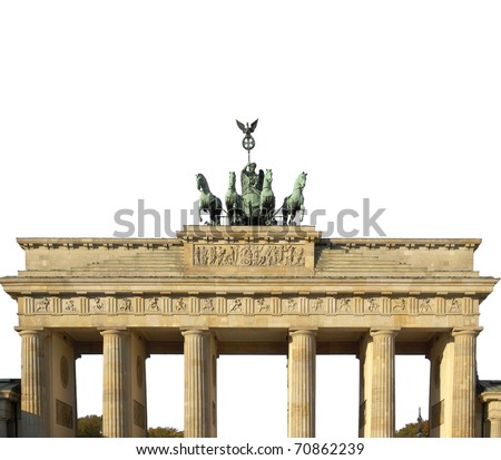Brandenburger Tor (Brandenburg Gate), famous landmark in Berlin, Germany - isolated over white background - rectilinear frontal view