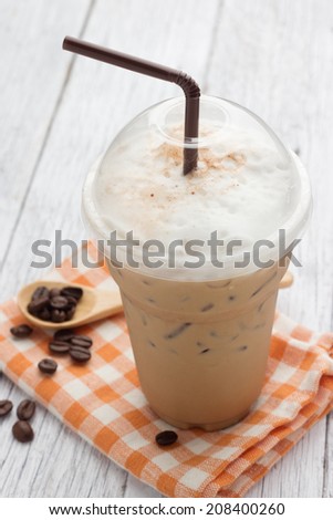 iced blended frappucino, coffee beans