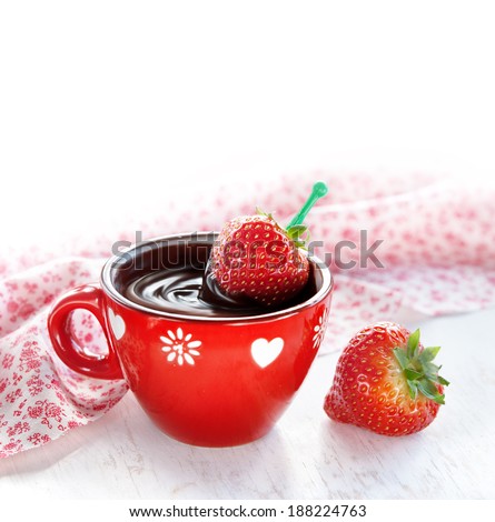 Strawberry in hot Chocolate Covered Strawberries for Valentine\'s Day