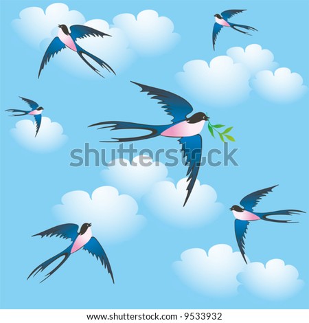 flying bird, seamless vector