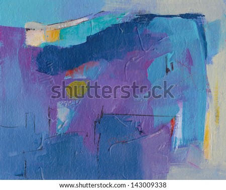 Textured blue abstract painting. Hand painted blue grunge