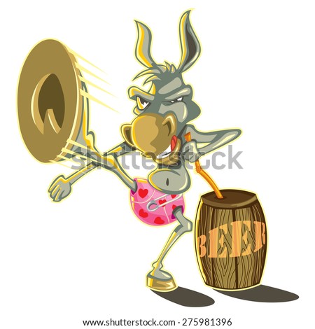 donkey kick brewery Isolated Comic Funny Character Cartoon Mule