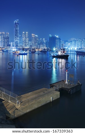 Hong Kong harbor at night