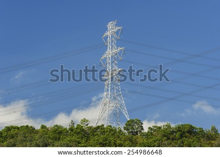 Electric pylon with electric lines