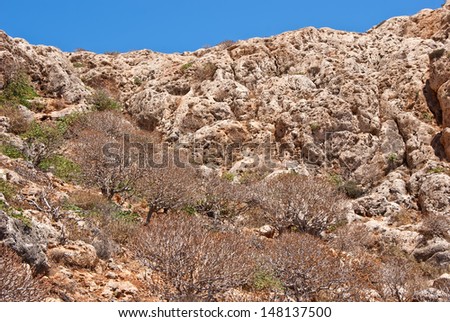 Mountain slope of Imeri Gravoussa island, on north-western Crete, Greece