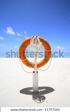 life buoy at exotic beach