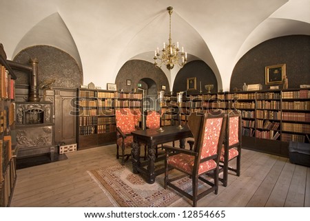 Library in old Castle, Denmark