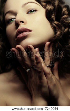 Beautiful woman. Fashion art photo. Close-up makeup
