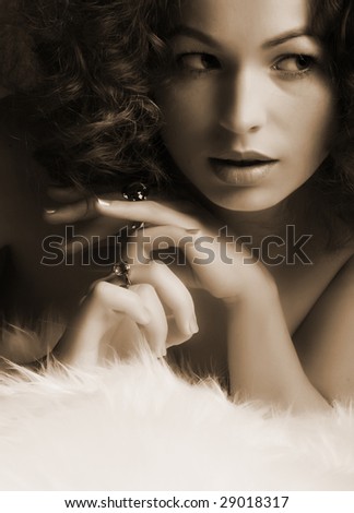 Jewelry and Beauty. Fashion art photo (sepia toned)