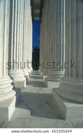 Marble columns and bases at Jefferson Memorial, Washington D.C.