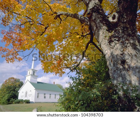 Union Meeting House in Burke Hollow, Autumn in Vermont