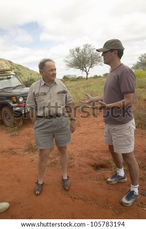 JANUARY 2005 - Cinematographer of Out of Africa speaking with Humane Society CEO Wayne Pacelle in Tsavo National Park Kenya Africa