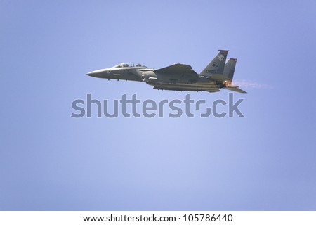 APRIL 2007 - US Air Force F-22A Raptor Jet Fighter flying at the 42nd Naval Base Ventura County (NBVC) Air Show at Point Mugu, Ventura County, Southern California.