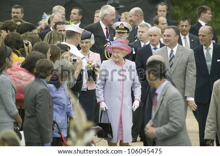 Her Majesty Queen Elizabeth II and the Duke of Edinburgh, Prince Philip and Virginia Governor Timothy M. Kaine arriving at the Virginia State Capitol, Richmond Virginia, May 3, 2007