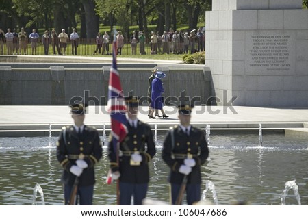 Her Majesty Queen Elizabeth II walking the National World War II Memorial, Washington, DC, May 8, 2007