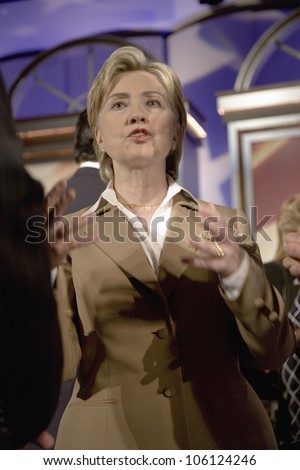 U.S. Senator, Former First Lady and Presidential Candidate, Hillary Clinton, speaking after Iowa Democratic Presidential Debate, Drake University, Des Moines, Iowa, August 19, 2007