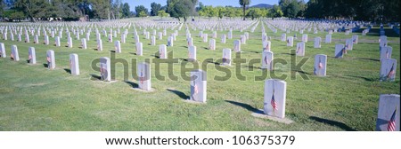 CIRCA 1988 - Veterans National Cemetery on Veteran\'s Day, Los Angeles, California