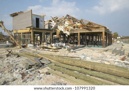 Waterfront house hit heavily by Hurricane Ivan in Pensacola Florida