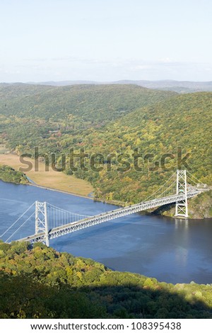 View of Bear Mountain Bridge and Hudson Valley at Bear Mountain State Park, New York
