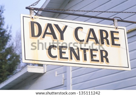 Low angle view of Day Care Center sign