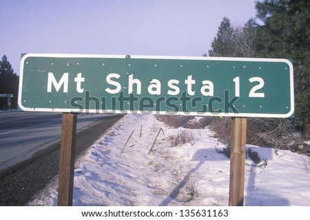 Mount Shasta sign along a road
