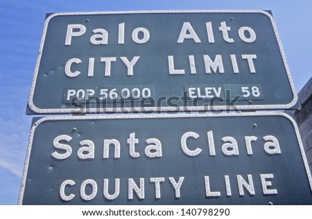Palo Alto City Limit sign, Palo Alto, Silicon Valley, California