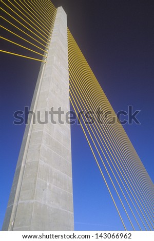 Cable tower of the Tampa Sunshine Skyway Bridge at Tampa Bay, Florida