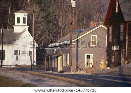 VERMONT - CIRCA 1990\'s: Church and homes, Vermont