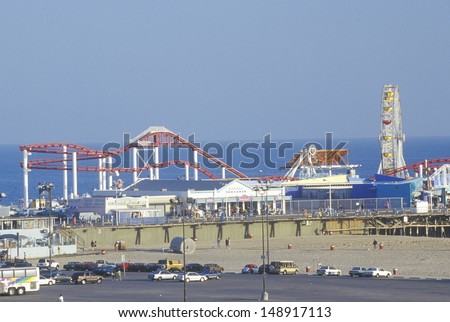 SANTA MONICA, CALIFORNIA - CIRCA 1990\'S: Santa Monica Pier and Pacific Ocean, Santa Monica, California