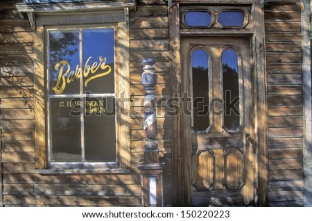 VIRGINIA CITY MONTANA - CIRCA 2000\'s: Barbershop in Ghost Town near Virginia City, MT