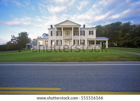 BROOKSIDE, VERMONT - CIRCA 1980\'s: Mansion by roadside on Route 22A, Brookside, VT