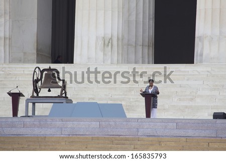 Wife of Medgar Evers, Mylie Evers Williams speaks during the Let Freedom Ring ceremony at the Lincoln Memorial August 28, 2013 in Washington, DC, the 50th anniversary of Dr. Martin Luther King speech.
