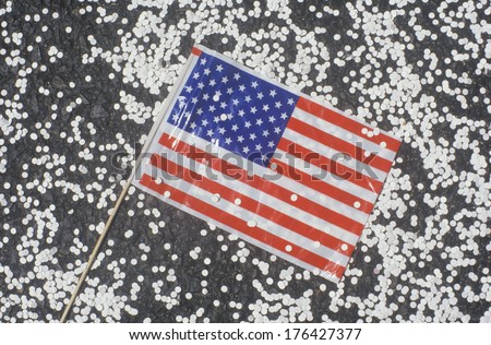 American Flag and Confetti, Ticker Tape Parade, New York City, New York
