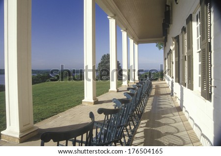 Porch at Mt. Vernon, home of George Washington, Mt. Vernon, Alexandria, Virginia