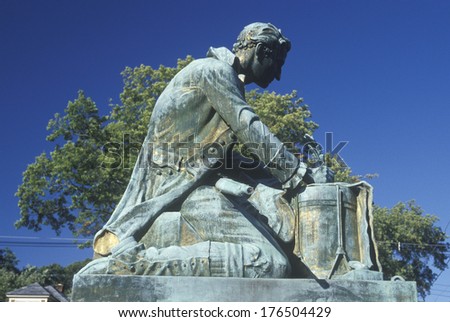 Statue of Thomas Paine writing \'Common Sense\', Morristown, New Jersey