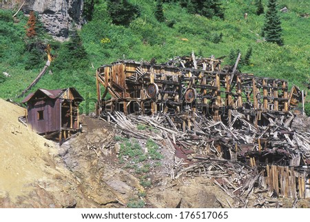 Ruins of old Silver Trust Mine in Ruby City, CO