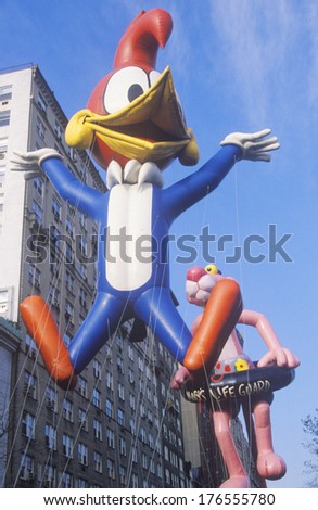 Woody Woodpecker Balloon in Macy's Thanksgiving Day Parade, New York City, New York
