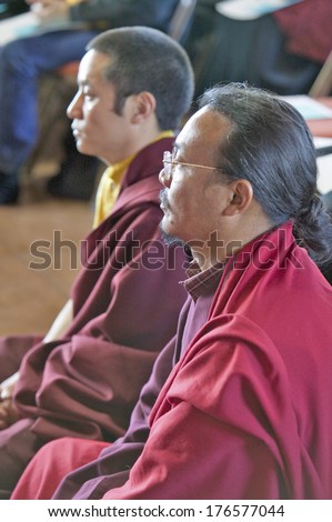 Tibetan Monks seated for Amitabha Empowerment Buddhist Ceremony at Meditation Mount in Ojai, CA