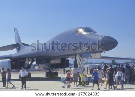 Visitors Viewing B1-B Stealth Bomber, Van Nuys Air Show, California