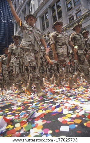 Soldiers Marching in Ticker Tape Parade, New York City, New York