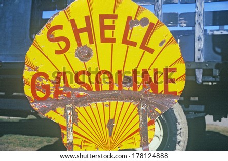 Antique Shell Oil sign, Bodie, CA., a historic ghost town.