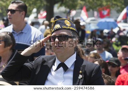 Veterans saluting at Los Angeles National Cemetery Annual Memorial Event, May 26, 2014, California, USA, 05.26.2014