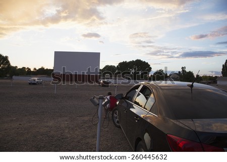 Empty movie screen at sunset, Star Drive In Movie Theater, Montrose, Colorado, USA, 07.06.2014