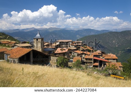 Cal Rill medieval villages in Pyrenees Mountains, near La Seu d'Urgell, Cataluna, and Ansovell, province of Lleida, off N-260 Road, Spain, Europe Stock fotó © 