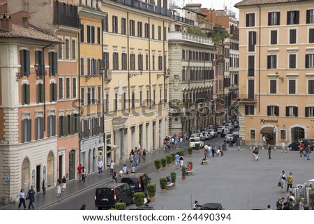 View from window of Keats-Shelley House, Rome, Europe, overlooking the Spanish Steps