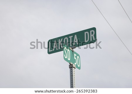 Road sign for Lakota (Sioux) Indians, South Dakota