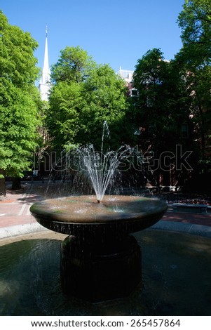 The Old North Church (and fountain) is officially known as Christ Church in the City of Boston, on April 18, 1775, James Rego Square, Hanover Street, Boston, MA