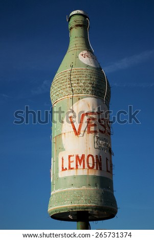 Vess Lemon Soda bottle display sign, in downtown St. Louis, Mo.