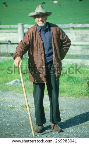 A retired cattle rancher with a cane, Ophir, OR