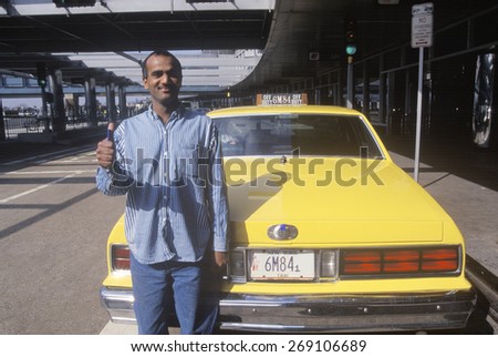 Pakistani taxi cab driver at the airport, NY